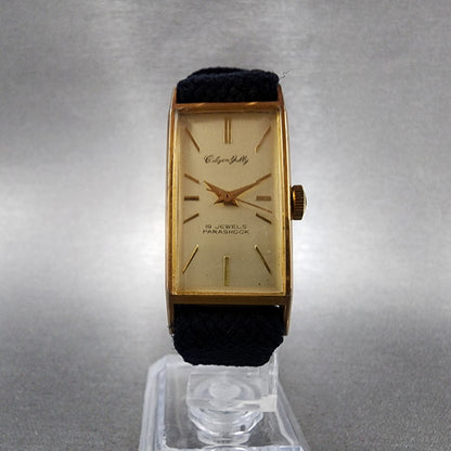 Citizen Jully Tank Watch Women 17mm Champange Dial Gold Tone Rectangle Runs5