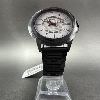 Casio MTP-E700 Watch Men 39mm White Dial  Black Tone Date Metal Bracelet Round5