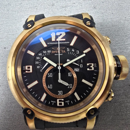 Invicta Russian Diver Chronograph Watch Men 52mm Black Dial Rose Gold New Batt1