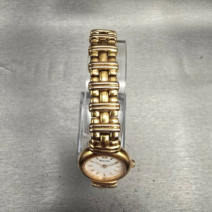 Bulova Watch Women 21mm White Dial Gold Tone Round 97L88 New Battery4