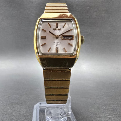 Seiko Autoamtic Watch Women 23mm White Dial Gold Tone Daydate 2206-3050 Works5