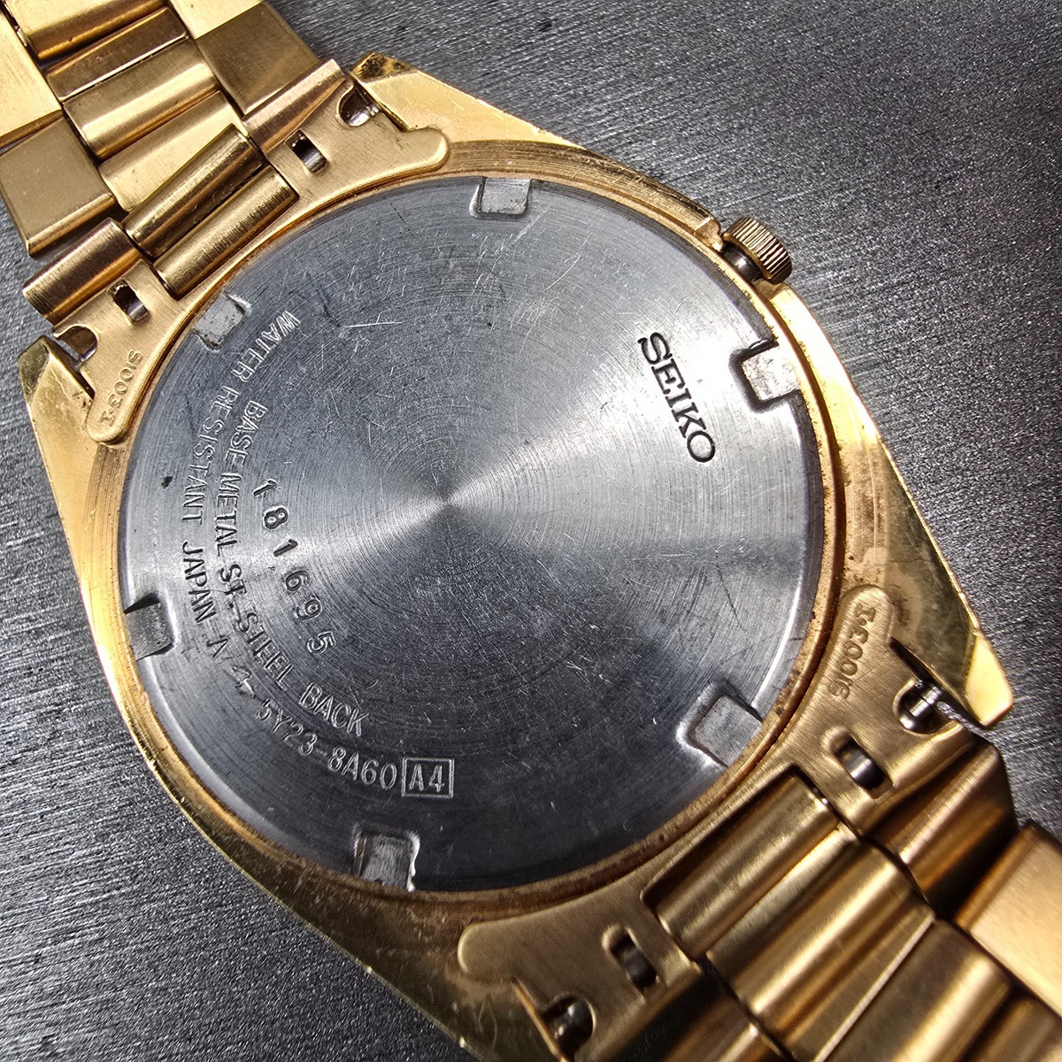 Seiko President Watch Men 35mm Gold Dial Gold Tone Daydate 5Y23-8A60 New Battery10