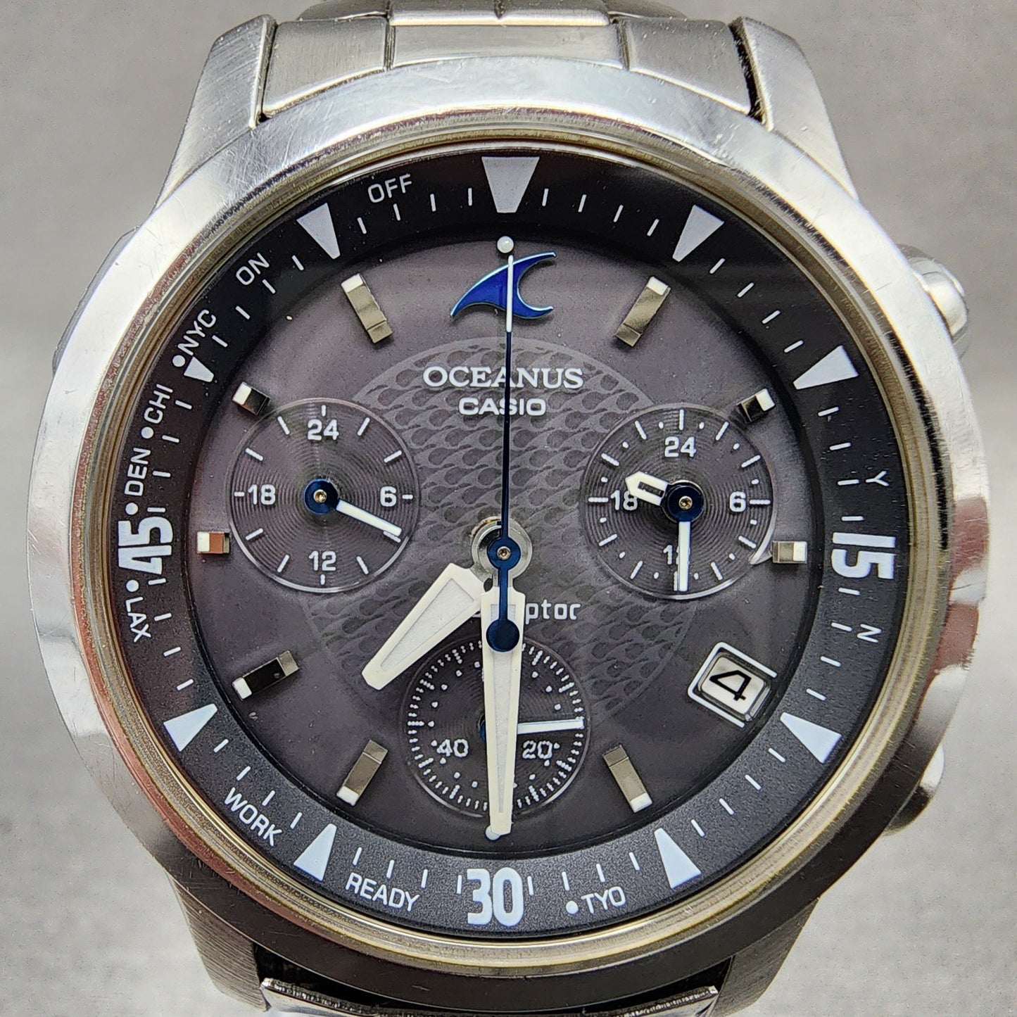 Casio Oceanus OCW10 Watch Men 36mm Black Dial Titanium Chrono Solar Works1