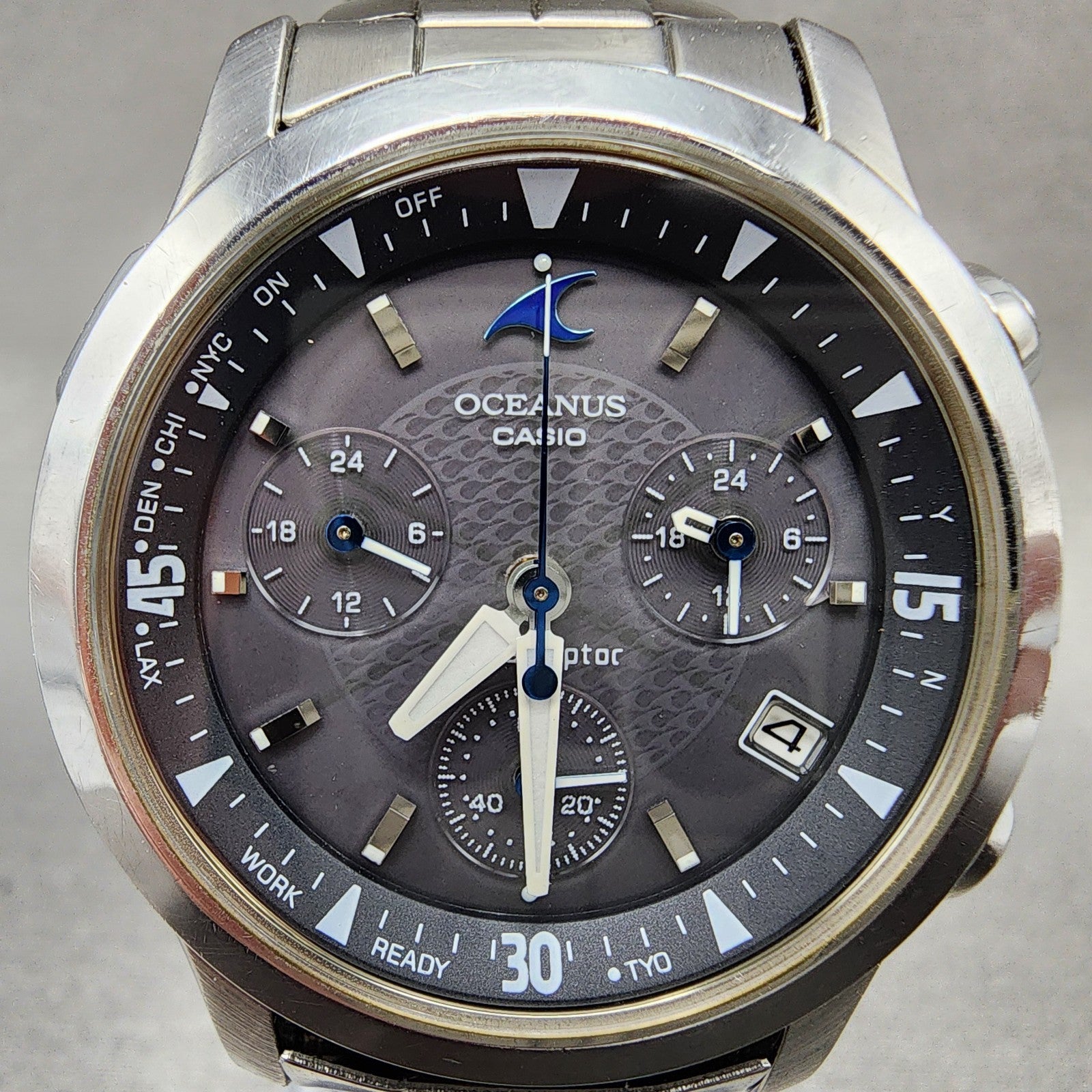 Casio Oceanus OCW10 Watch Men 36mm Black Dial Titanium Chrono Solar Works1