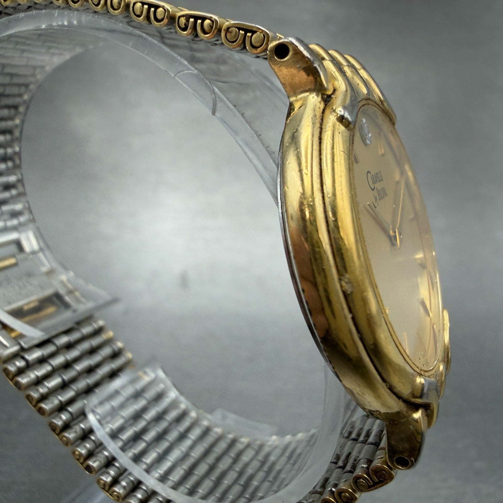 Bulova Caravelle Watch Men 34mm Champagne Dial Gold Tone Round 42M44 New Battery3