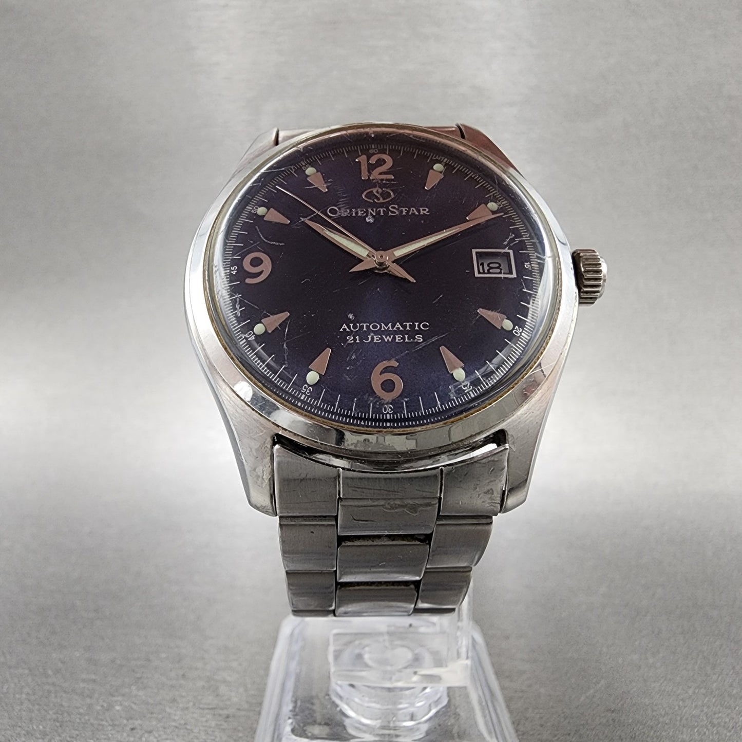 Orient Star Watch Men 38mm Blue Dial Steel Date Automatic Round Runs ER0MC05