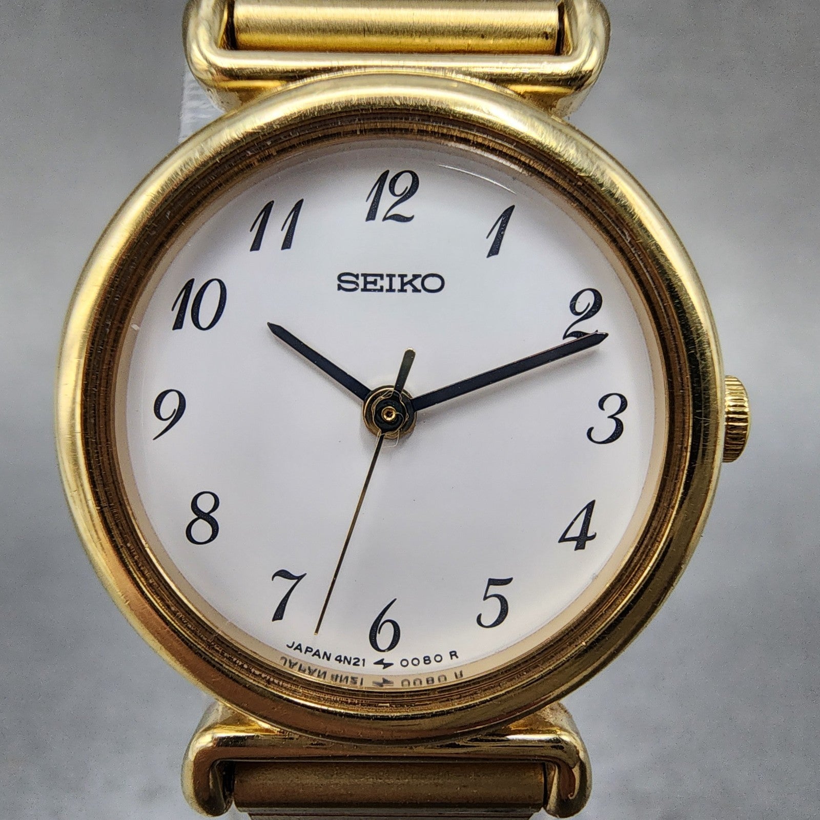 Seiko Watch Women 22mm White Dial Gold Tone Round 4n210052 New Battery2