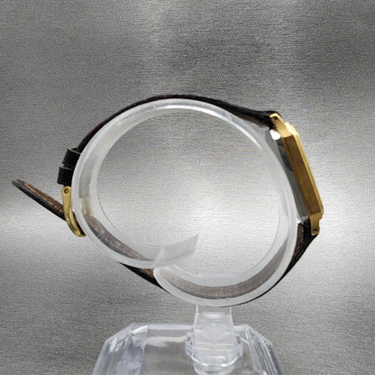 Tissot Tank Watch Women 14mm Brown Dial Gold Tone Octagon  New Battery