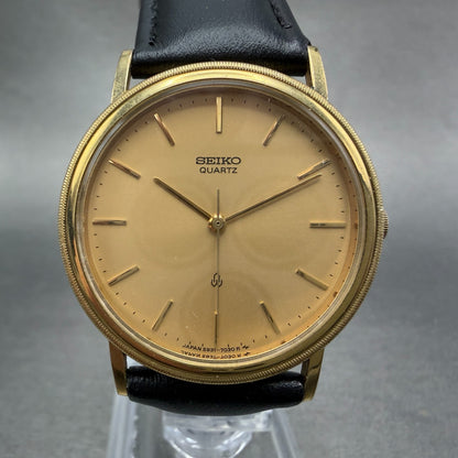 Seiko Watch Unisex 32mm Champagne Dial Gold Tone Round 5931-7020 New Battery0
