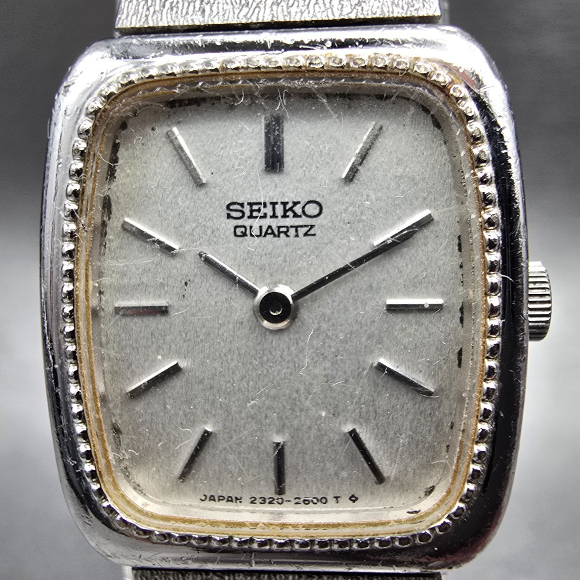 Seiko Watch Women 18mm Silver Dial Silver Tone Rectangle 2320-6349 New Battery1