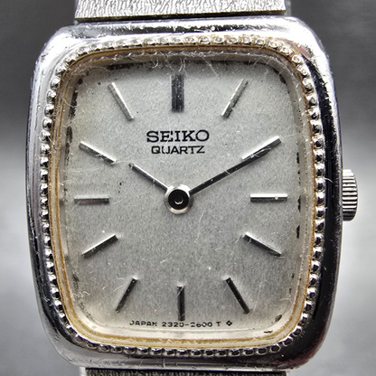 Seiko Watch Women 18mm Silver Dial Silver Tone Rectangle 2320-6349 New Battery1