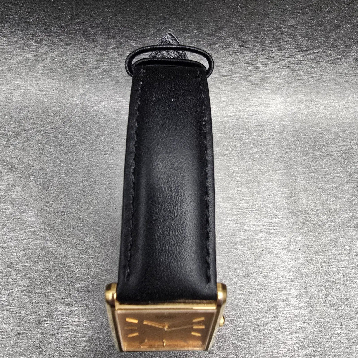 Seiko Tank Watch Men 25mm Gold Dial Gold Rectangle 5Y30-5069 New Battery VTG JP4