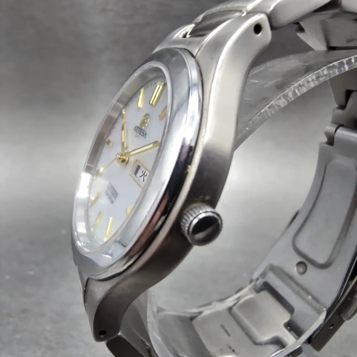Citizen Attesa Eco-Drive Watch Men 35mm MOP Dial Titanium Daydate Round Runs JP2