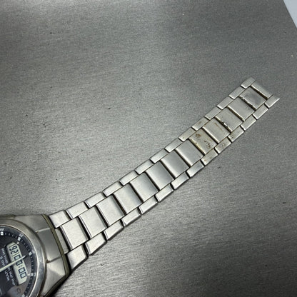 Casio Wave Ceptor Watch Men 41mm Black Dial Steel Analog Digital Solar READ!!!!!7