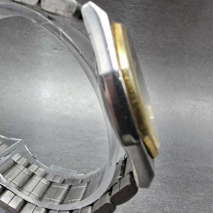 Seiko SQ Watch Men 33mm Black Dial Two Tone Daydate Round 2633-7039 PARTS VTG4