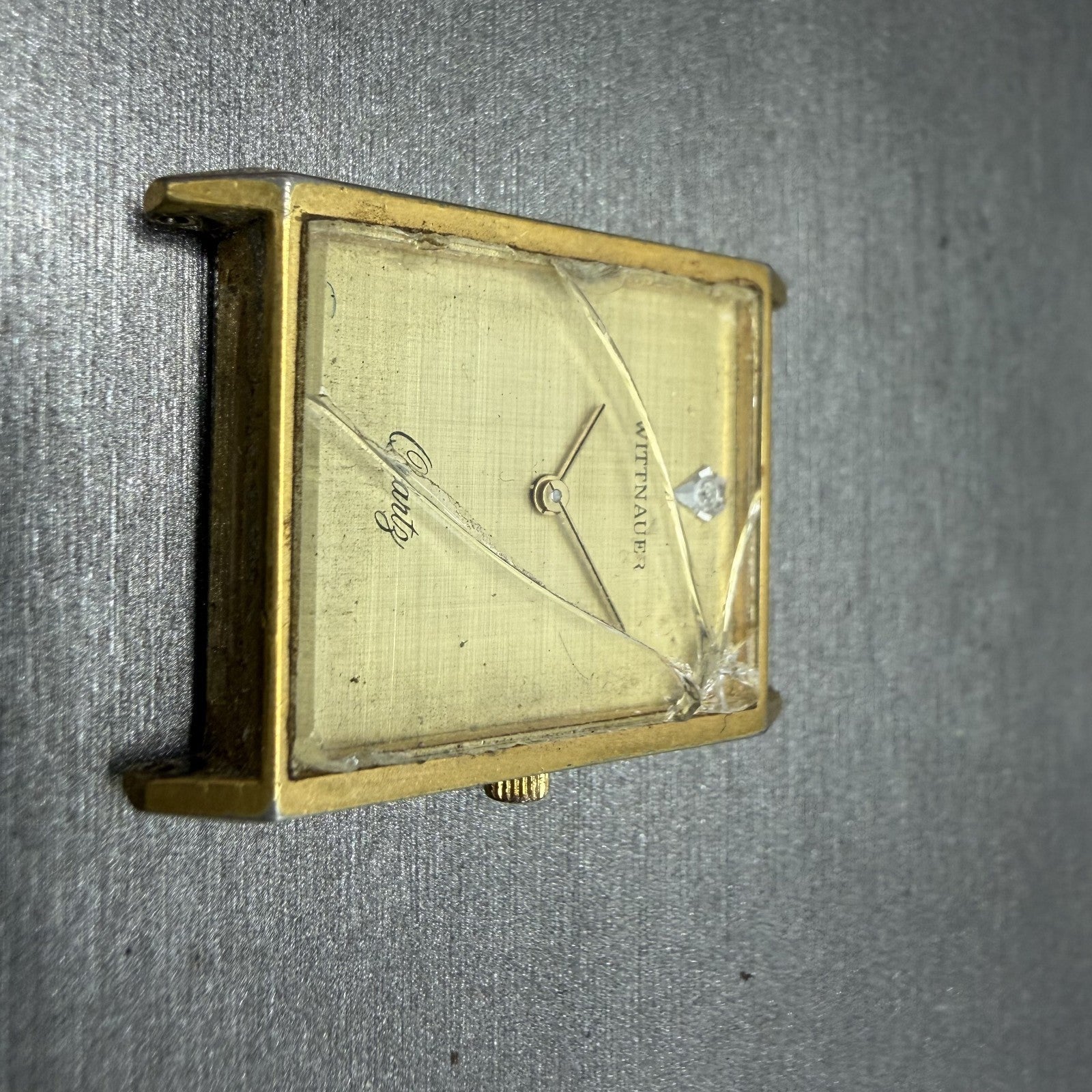 Wittnauer Tank Watch Men 25mm Champagne Dial Gold Tone Rectangle Vintage PARTS7