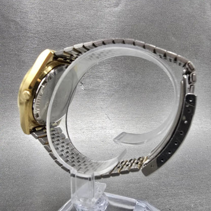 Seiko SQ Watch Men 36mm Black Dial Gold Tone Daydate Round 7546-8419 PARTS7