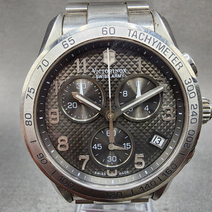 Victorinox Chrono Classic Watch Men 41mm Gray Dial Steel Date 241405 New Battery1