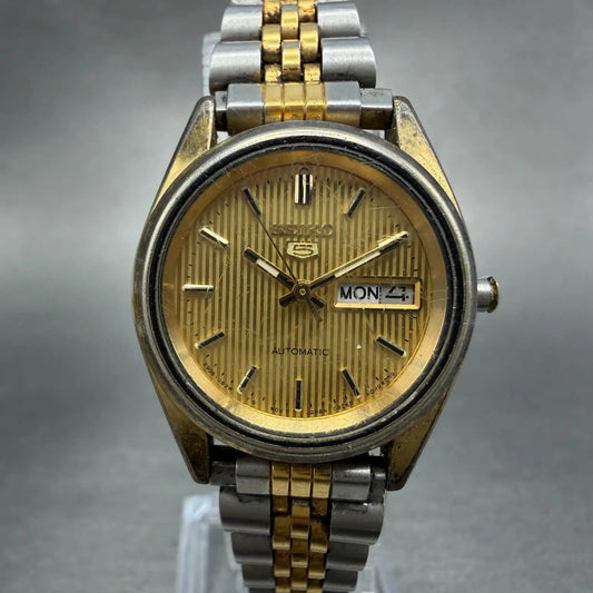 Seiko 5 Automatic Watch Women 24mm Champagne Dial TwoTone Daydate 2906-0610 PART0