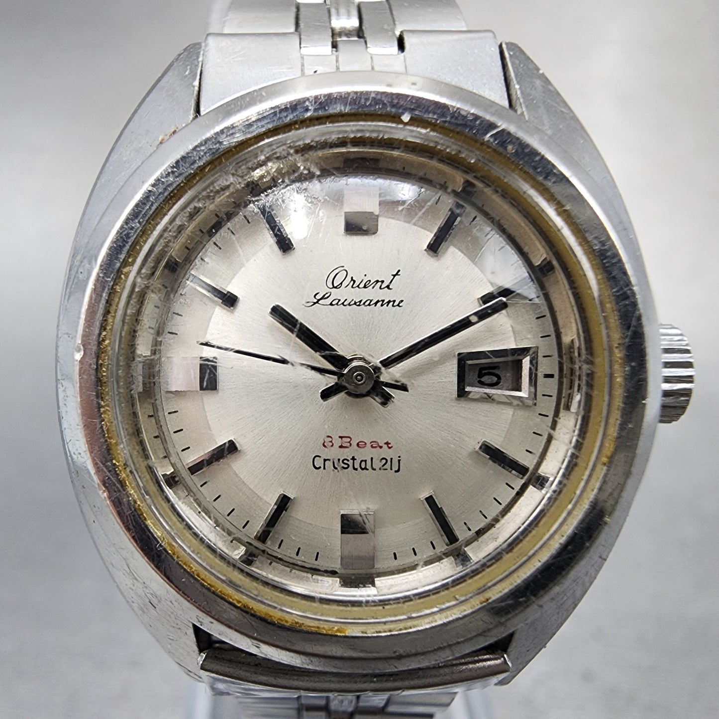 Orient Lausanne Watch Women 25mm Silver Dial Steel Date Round Runs 4133040001