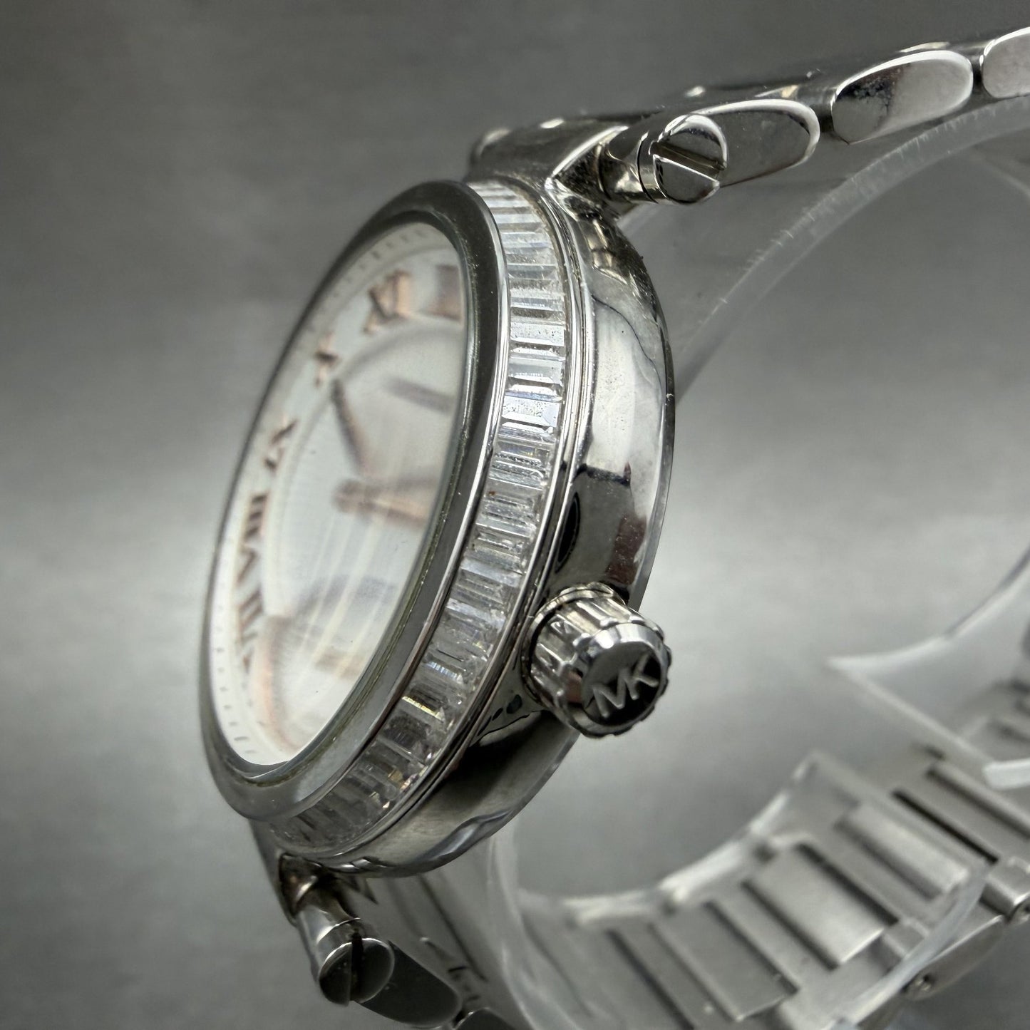 Michael Kors Skylar Watch Women 33mm White Dial Silver Tone Round New Battery2