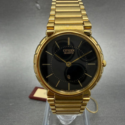 Citizen CQ Watch Unisex 30mm Black Dial Gold Tone Round 3620-364601 NewBat NOS0