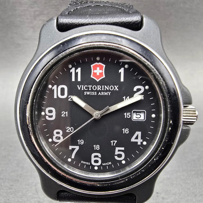 Victorinox Watch Men 43mm Black Dial Black Tone Date Round 249087 New Battery0
