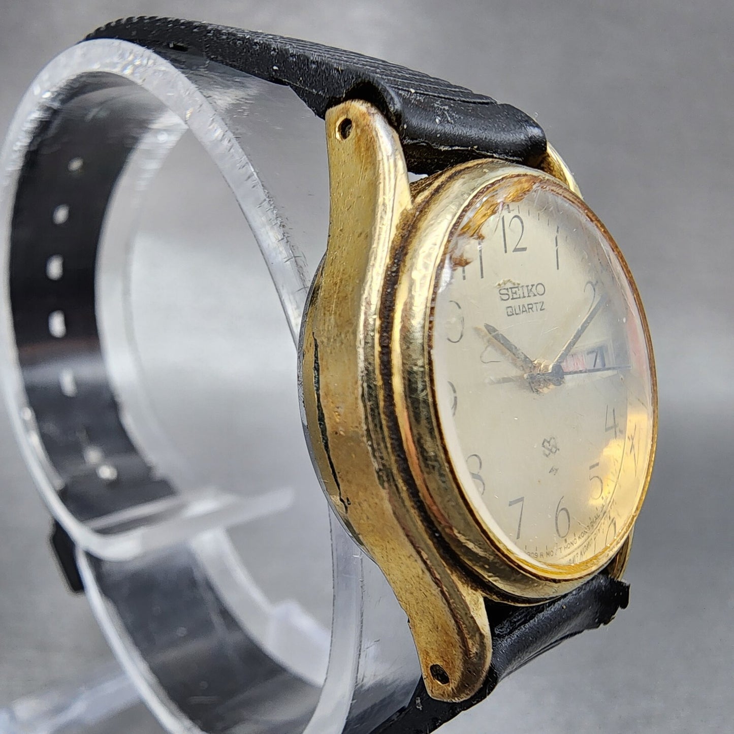 VTG Seiko SQ Watch Women 23mm Champagne Dial Gold Tone Daydate Round New Battery3