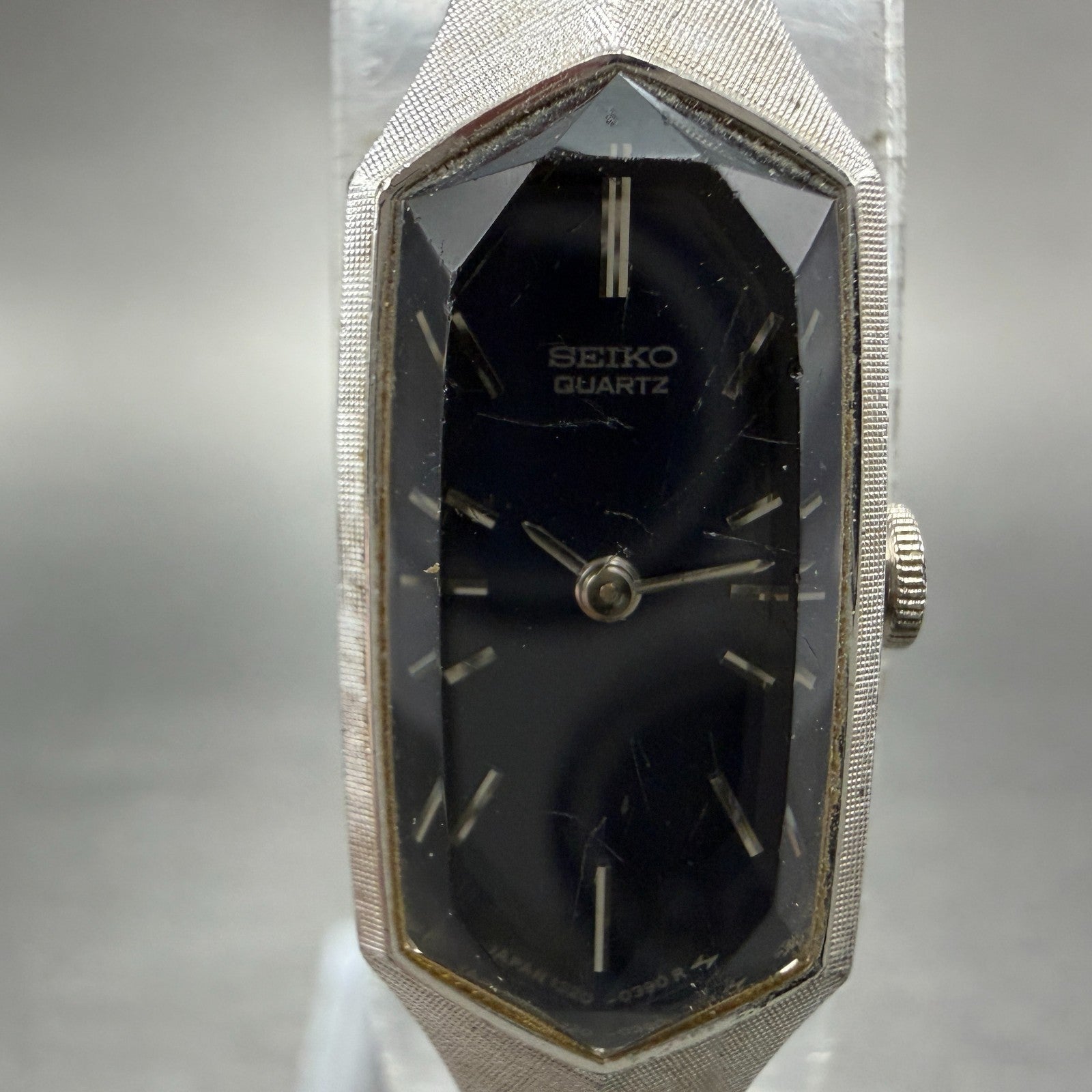 Seiko Watch Women 13mm Blue Dial Silver Tone Octagon 1320-5339 New Battery VTG1