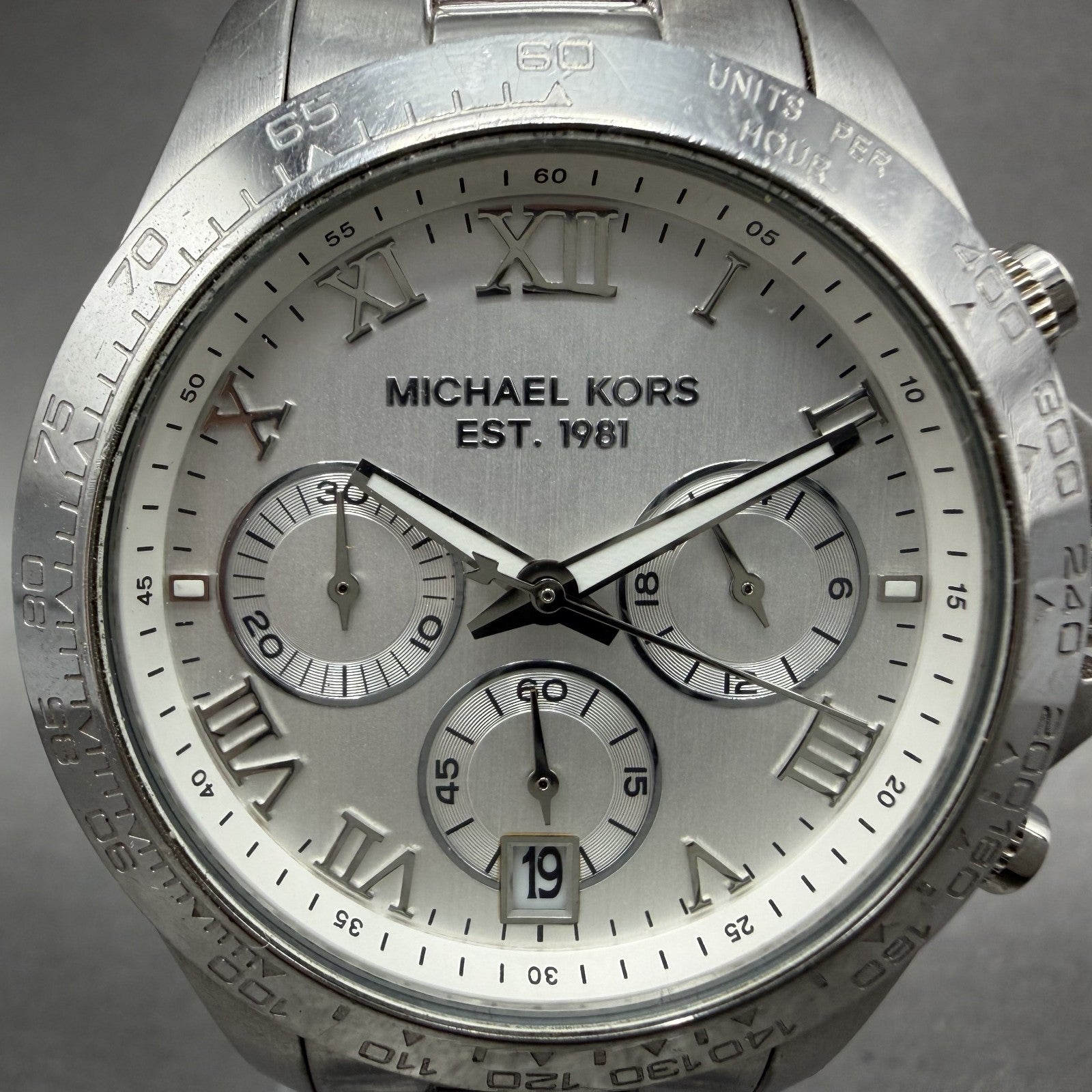 Michael Kors Layton Chronograph Watch Women 38mm Silver Dial Steel MK5454 NewBat1