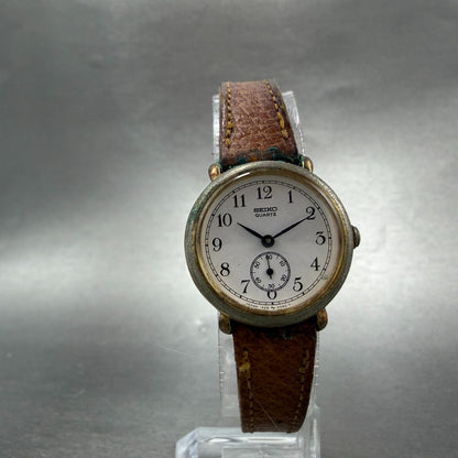 Seiko Watch Women 24mm White Dial Gold Tone Round 1428-0010 New Battery Vintage5