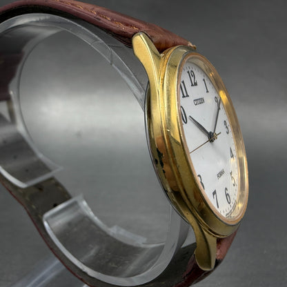 Citizen Forma Watch Men 33mm White Dial Gold Tone Round 4631-E63051 New BatteryA3