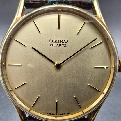 Seiko Watch Men 33mm Gold Dial Gold Tone Round 2620-0039 2620 Movement PARTS2