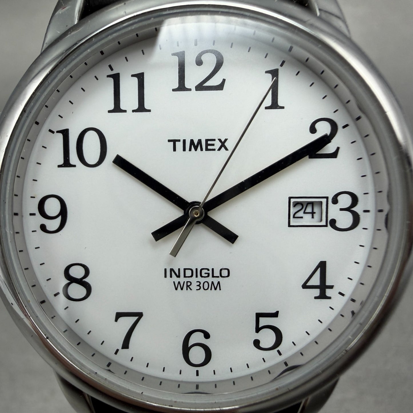 Timex Easy Reader Watch Men 35mm White Dial Silver Tone Round New Battery ABC1