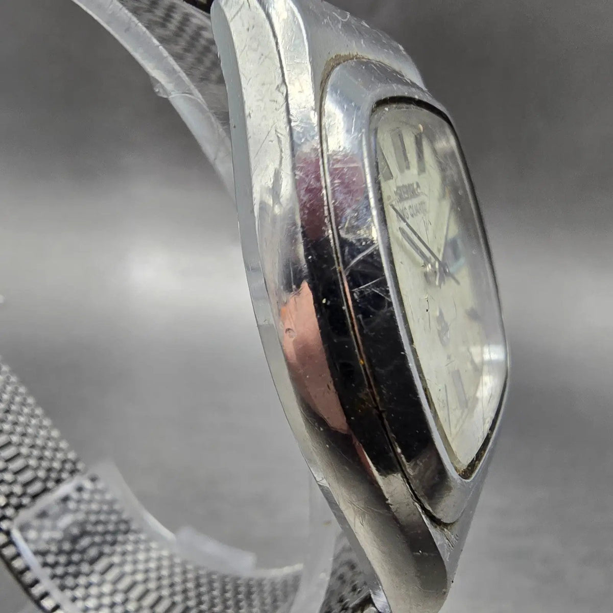 Seiko King Quartz Watch Men 34mm White Dial Silver Daydate 5856-5010 PARTS4