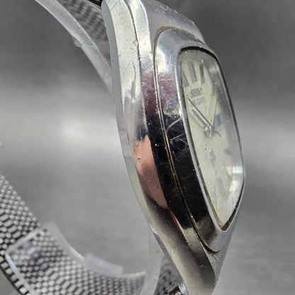 Seiko King Quartz Watch Men 34mm White Dial Silver Daydate 5856-5010 PARTS4