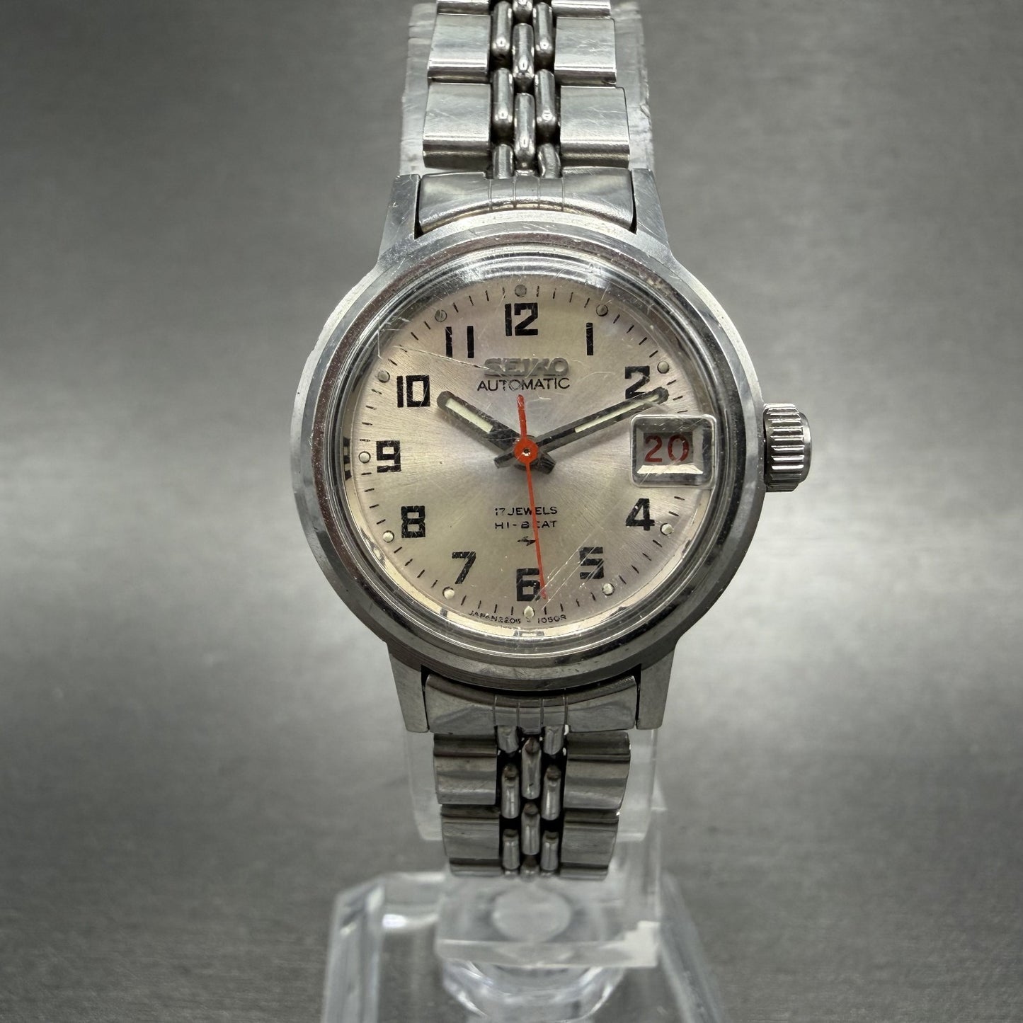 Seiko Automatic Watch Women 24mm Silver Dial Silver Tone Date 22050599 Runs0