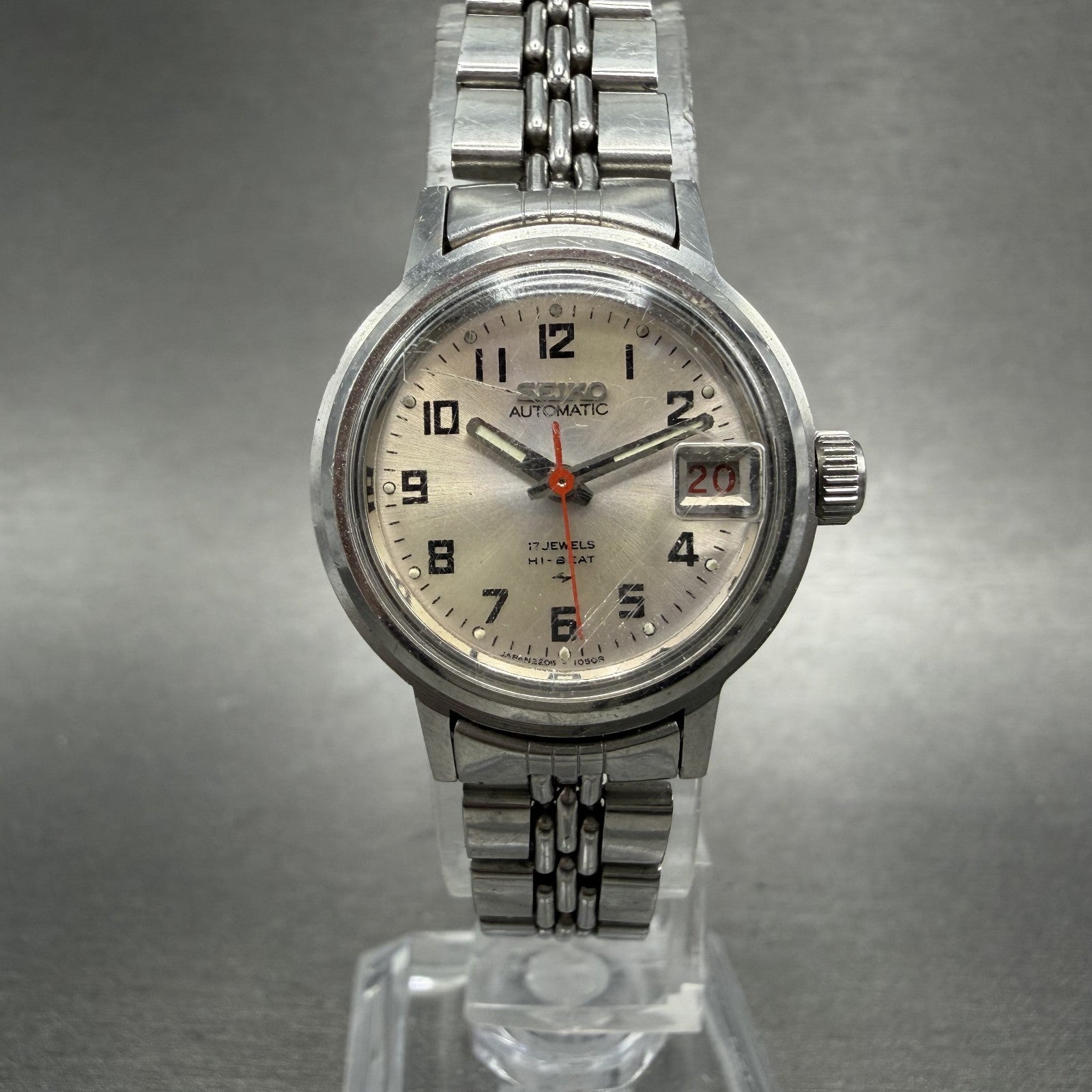 Seiko Automatic Watch Women 24mm Silver Dial Silver Tone Date 22050599 Runs0