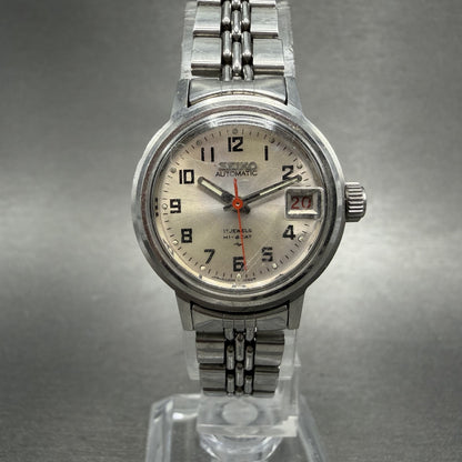 Seiko Automatic Watch Women 24mm Silver Dial Silver Tone Date 22050599 Runs0