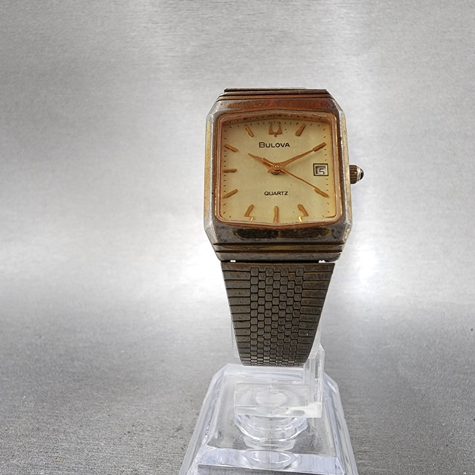 Bulova Watch Women 22mm Champagne Dial Gold Tone Octagon VTG New Battery5