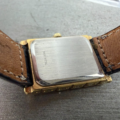 Longines Tank Watch Women 17mm Gold Dial Gold Tone Rectangle New Battery VTG9
