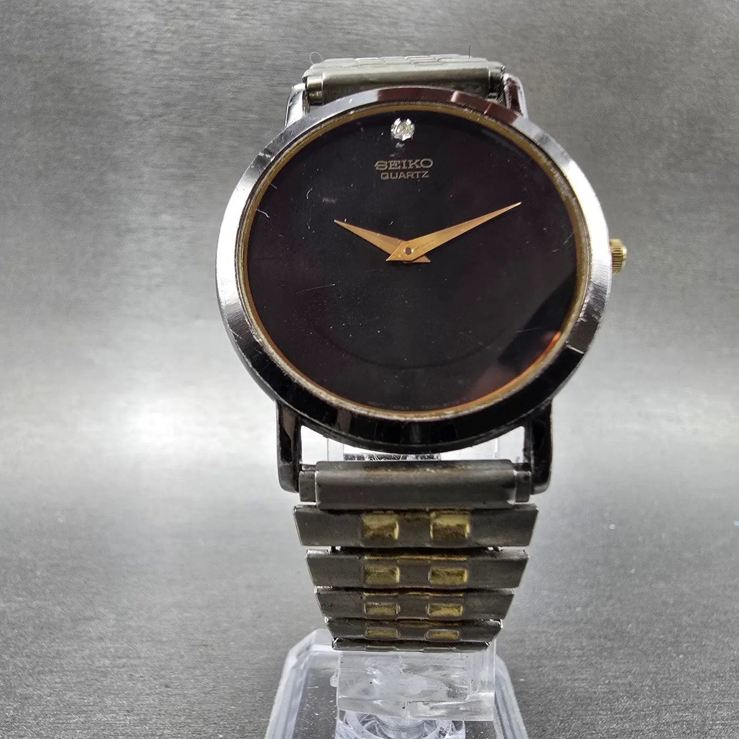 Seiko Watch Men 34mm Black Dial Black Tone Round 7N00-8A39 PARTS6