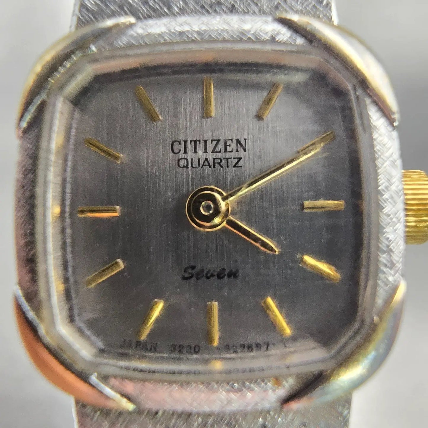 Citizen Watch Women 17mm Gray Dial Two Tone Rectangle 3220-321448 New Battery1