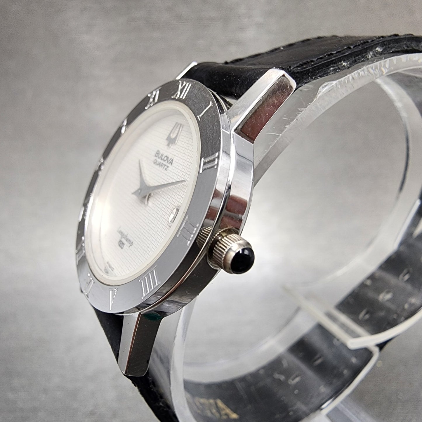 Bulova Longchamp Watch Women 25mm White Dial Silver Tone Date Round New Battery2