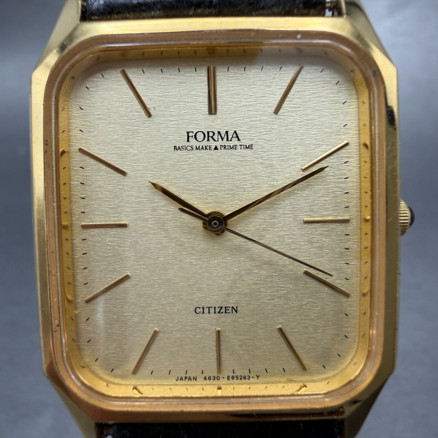 Citizen Forma Tank Watch Men 28mm Champagne Dial Gold Tone 4630-E63018 New Batt1