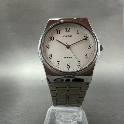 Casio MQ-336 Watch Men 33mm White Dial Silver Tone Round New Battery Vintage HJK5