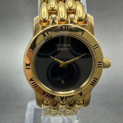 Citizen Elegance Watch Women 22mm Black Dial Gold Tone Round 5420-S26003 Newbat11