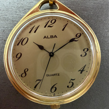 Seiko Alba Pocket Watch Men 36mm Champagne Dial Gold Tone Y481-0120 New Battery2