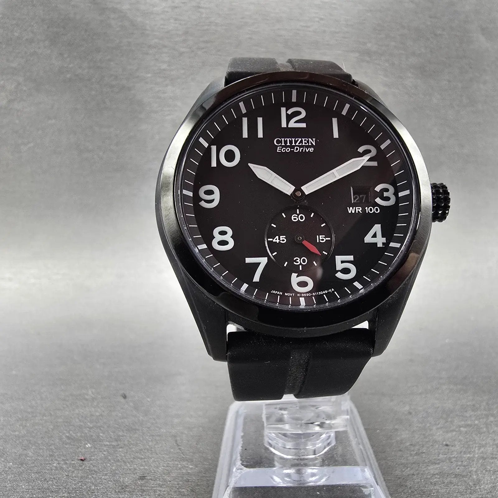 Citizen Eco-Drive Watch Men Black Dial Black Toine Date B690-S077648 Runs5