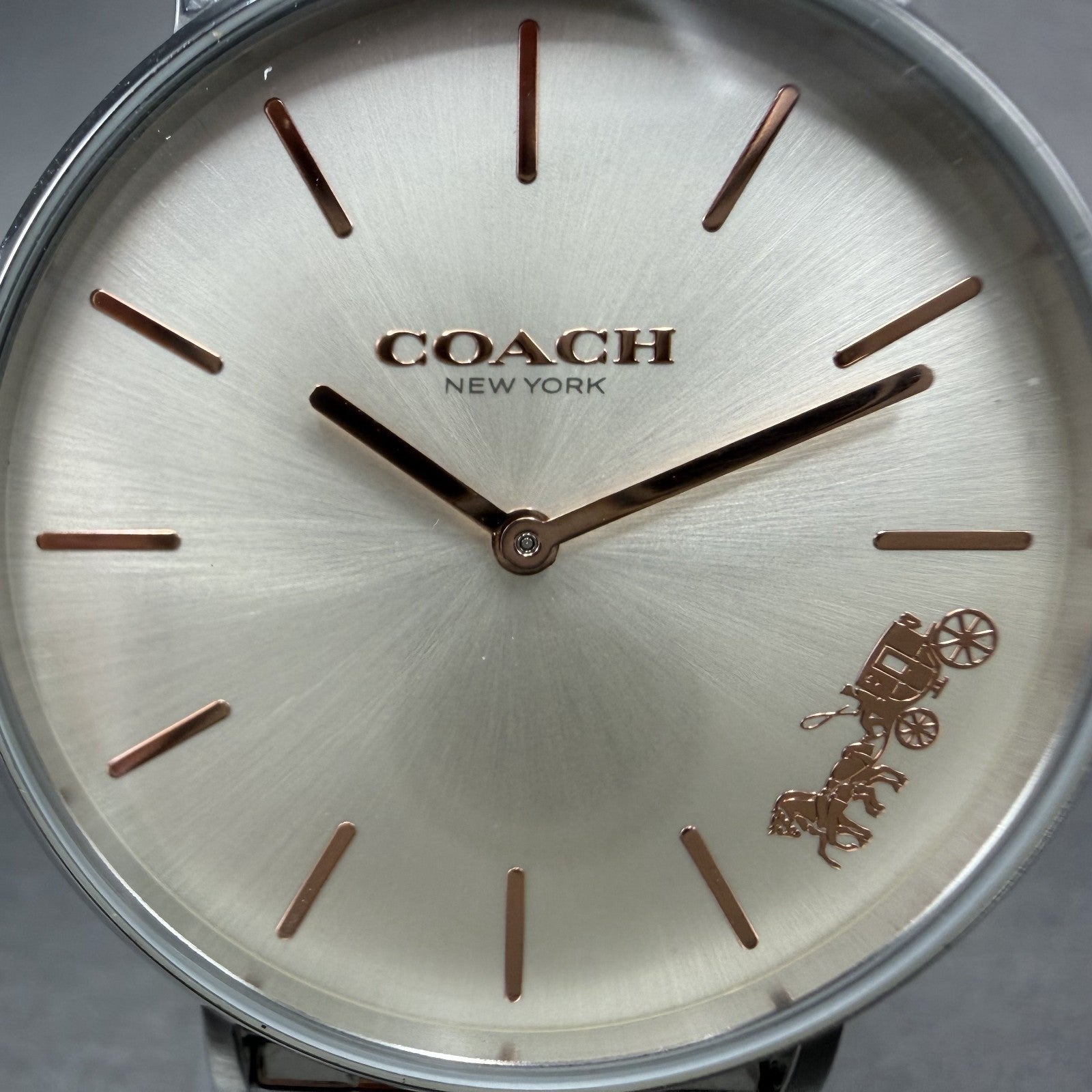 Coach Perry Watch Women 36mm White Dial two Tone Round Bracelet New Battery1